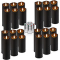 Realistic Flameless LED Candle Black Set of 24, Battery Operated with Remote Control, 3D Flame Pillar Timer Funtion