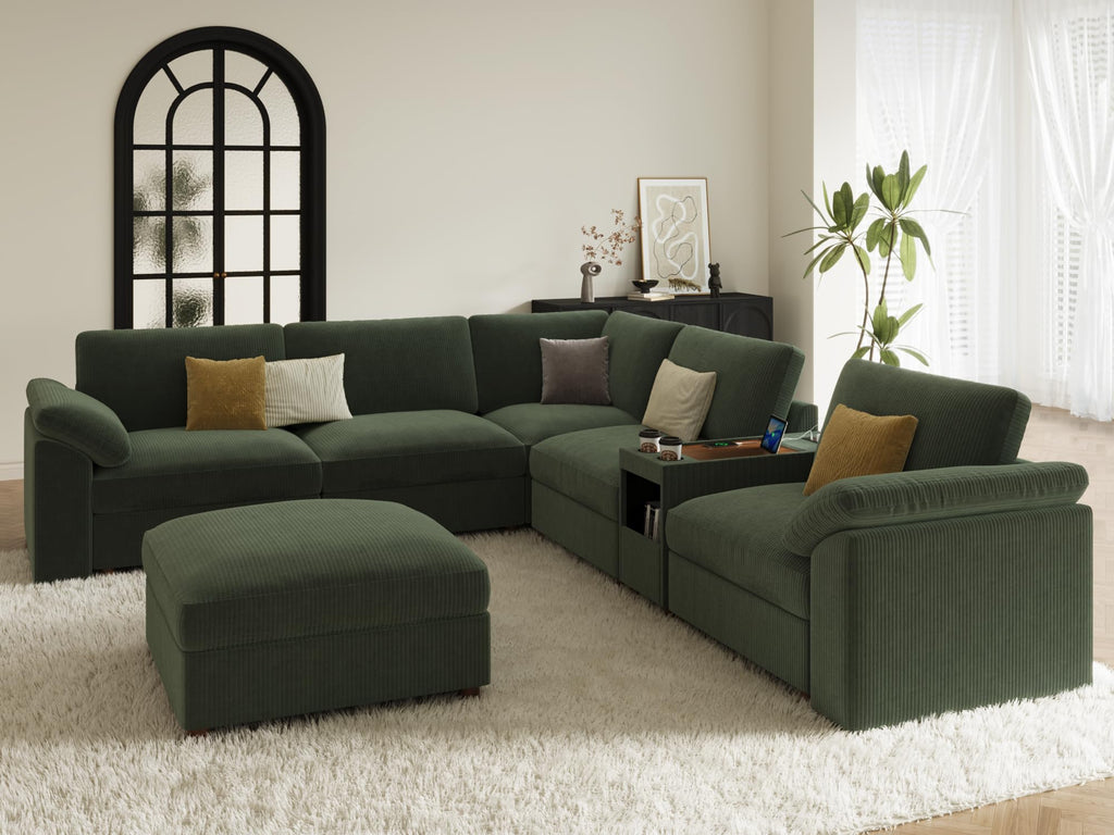 Extra Large Sectional Modular Sofa, U Shape Modular Sofa, Green