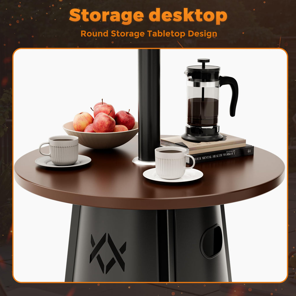 Patio heater, Propane Outdoor Heater with Round Table, Premium 304 Stainless Steel Burner, Triple Protection System,2