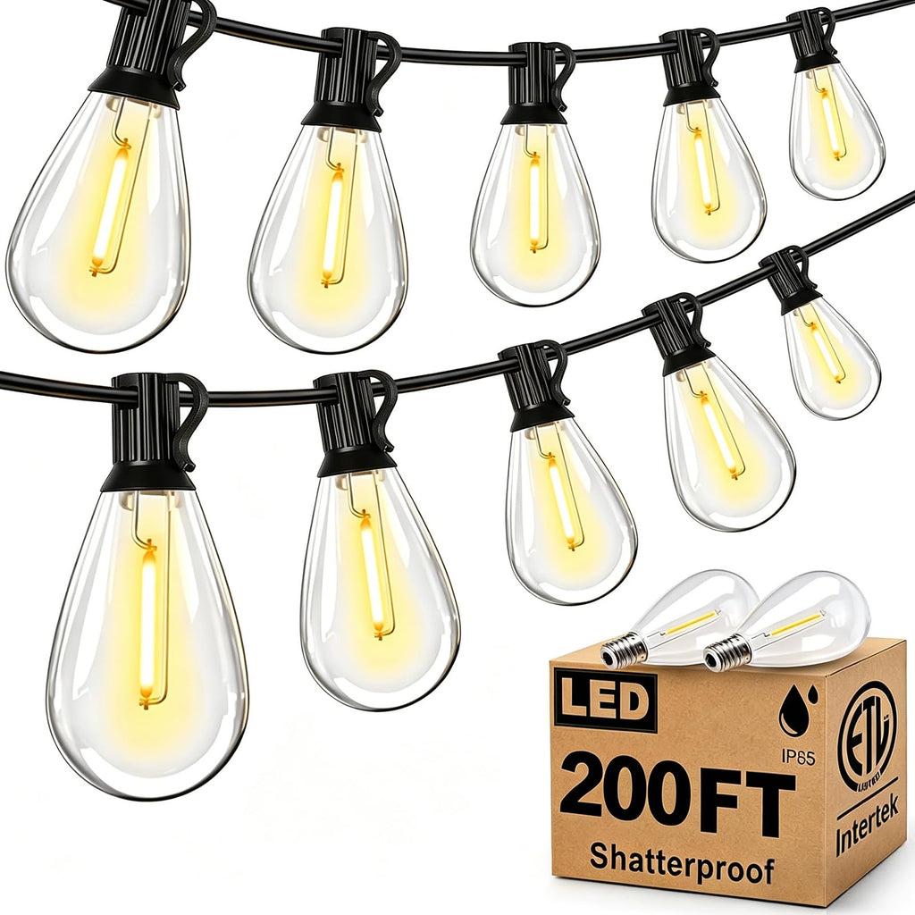 Outdoor String Lights, Ultra Long LED Patio Lights with Shatterproof High Brightness S11 Edison Bulbs, Outside