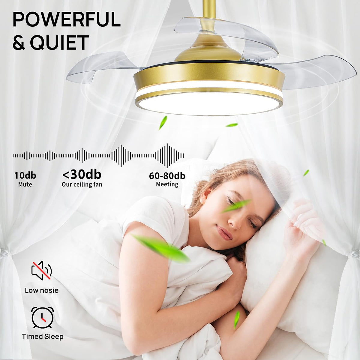 30" Retractable Ceiling Fan with Light & Remote