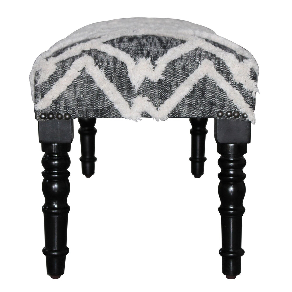 LR Home Black/White Farmhouse Striped Accent Bench | Upholstered Seating, or Entryway | 47" D x 16" W x 18" H