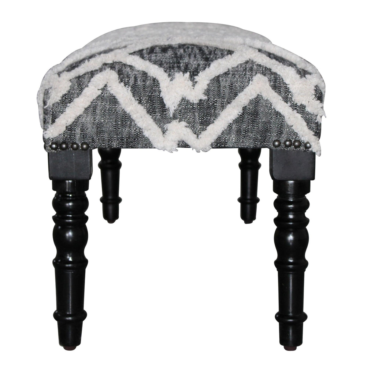 LR Home Black/White Farmhouse Striped Accent Bench | Upholstered Seating, or Entryway | 47" D x 16" W x 18" H