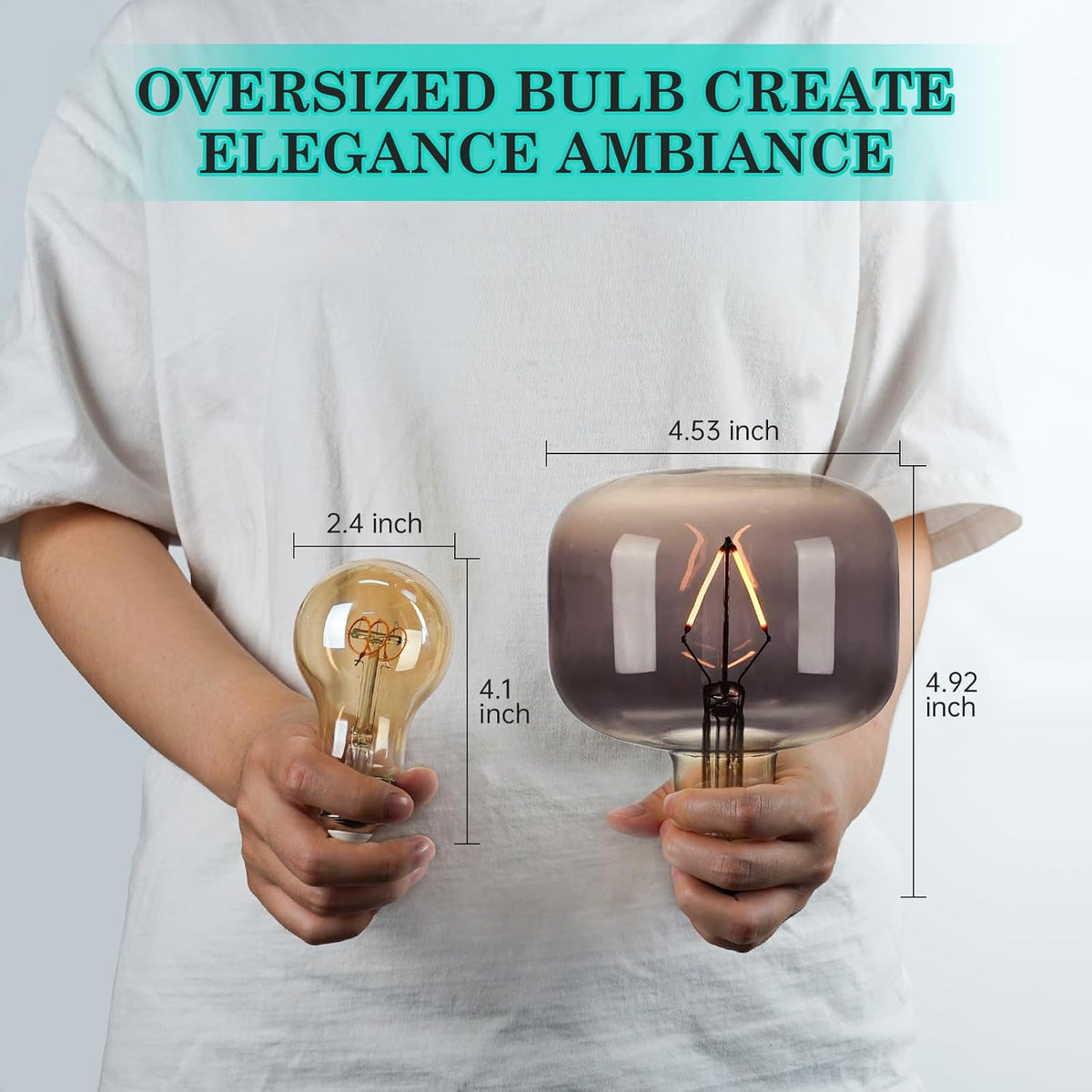 Large Edison Bulbs E26 LED,Smoky Grey 2200K Dimmable 20W Vintage 1PK