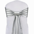 50 Pack Silver Chair Sashes Bows for Wedding, Satin Chair Ribbons, 7x108 in