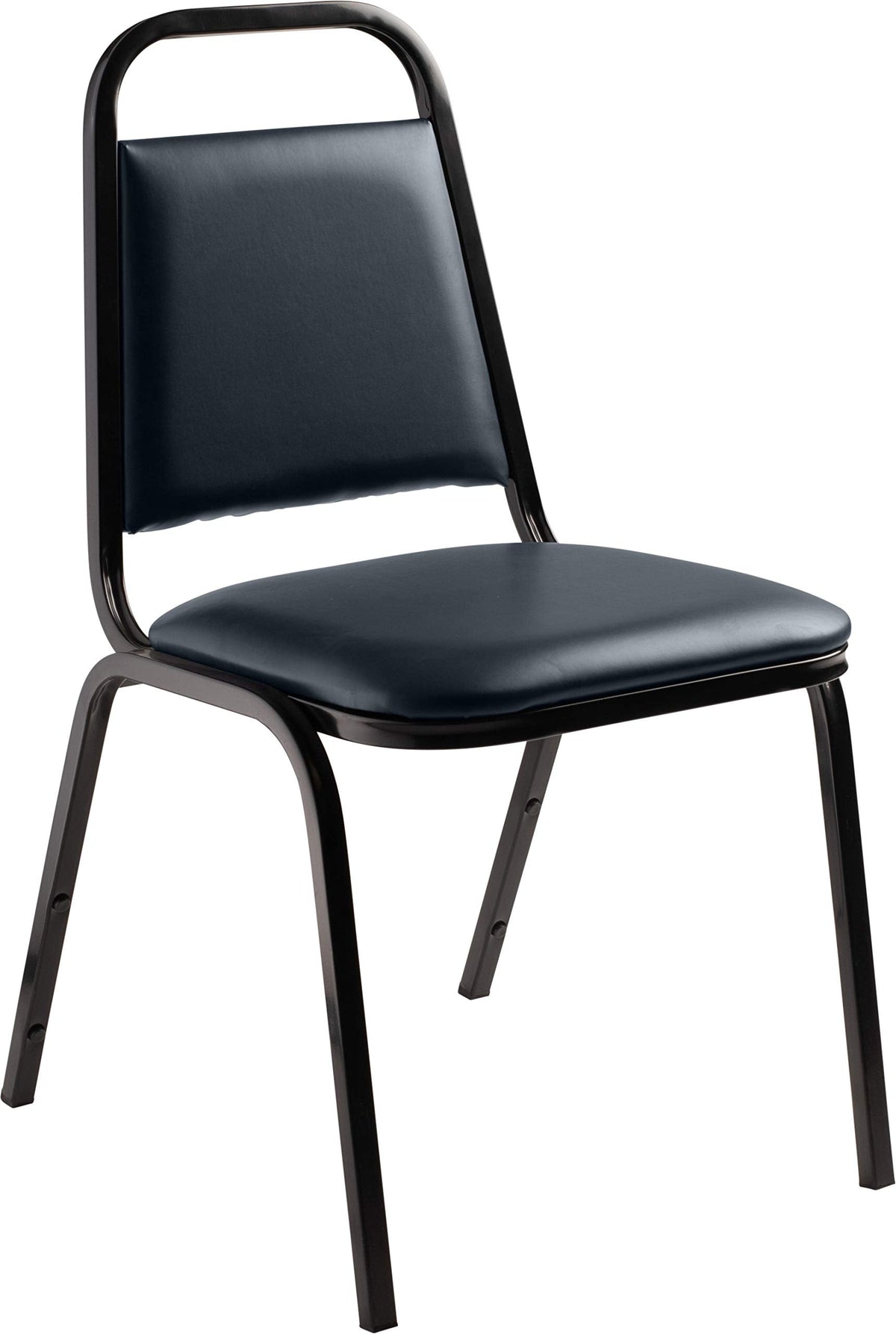 4 Pack) NPS Vinyl Upholstered Stack Chair, Midnight Blue Seat, Black Frame