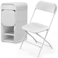 20 Pack White Plastic Folding Chair, Indoor Outdoor Portable Stackable Commercial Seat with Steel Frame 350lb.