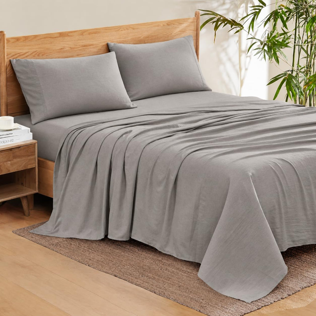 Queen Size Egyptian Cotton 4-Piece Sheet Set Queen (60x80) Fits Upto 14-16" Deep Pocket 550 Thread Count Silver Grey