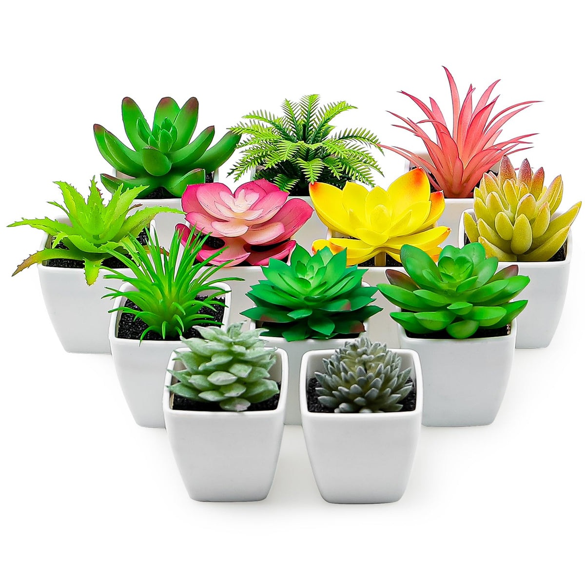 12pcs Mini Artificial Succulents in Pot, Fake Potted Succulent Plant