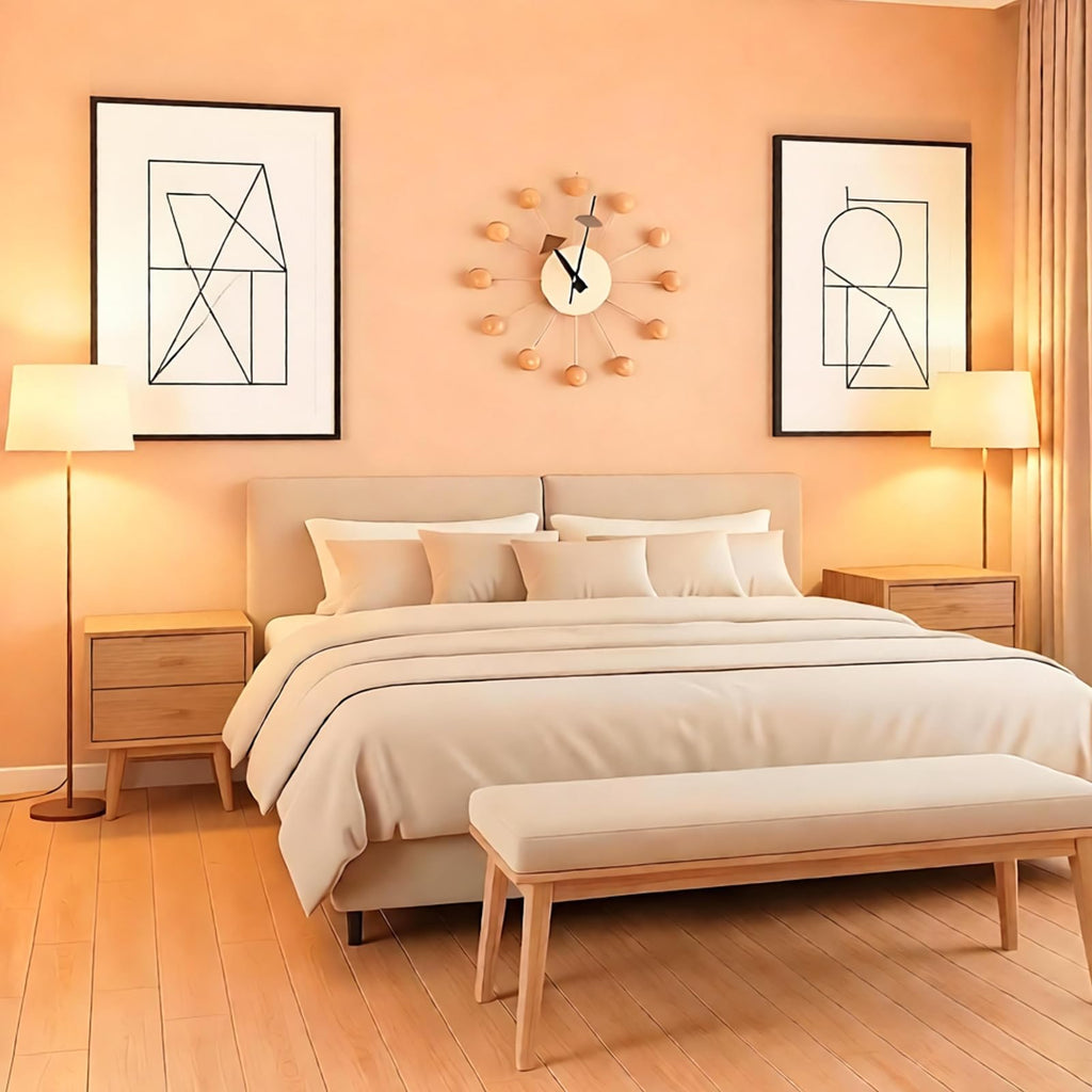 Inspired Nelson Style Modern Mid Century Retro Design Wood Wall Ball Clock Natural