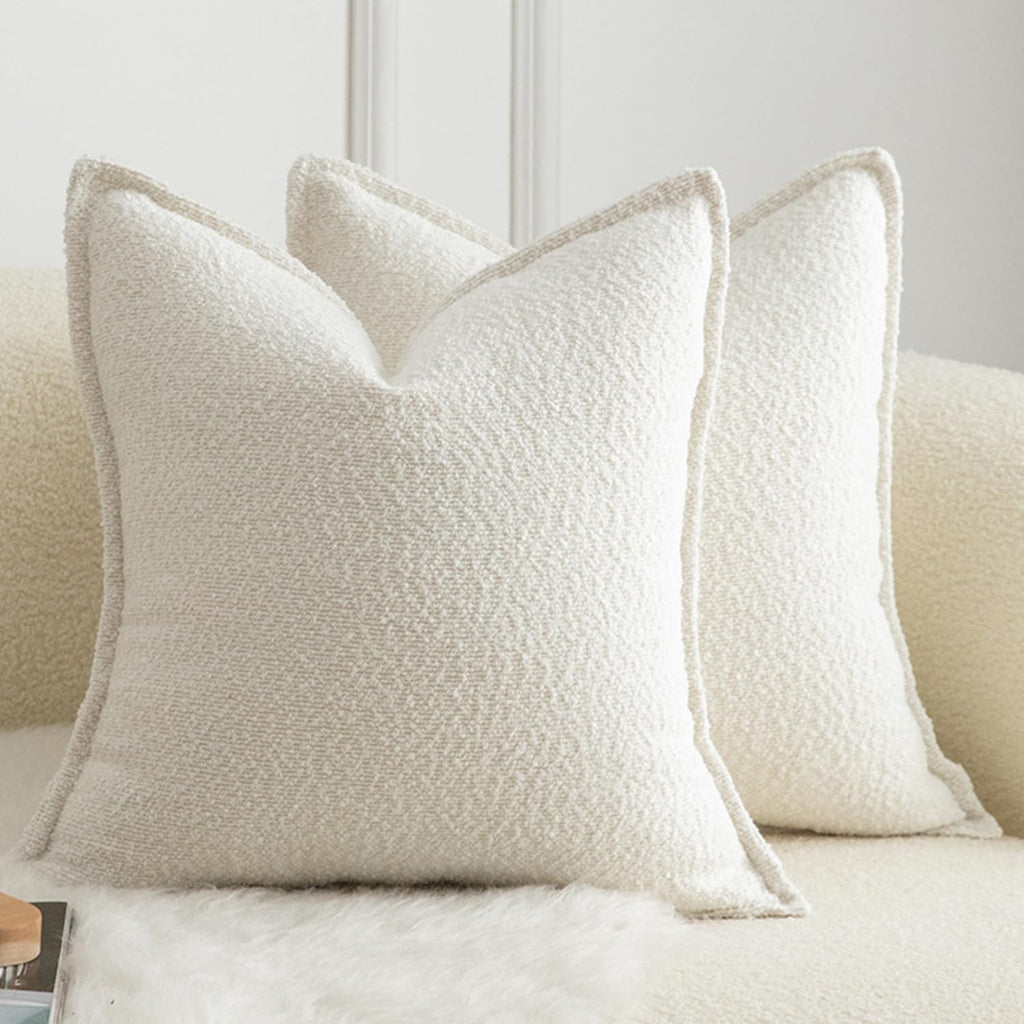 Pack of 2 Decorative Throw Pillow Covers Accent Solid Woven Textured Cushion Covers Pillow Cases Bedroom Living Room