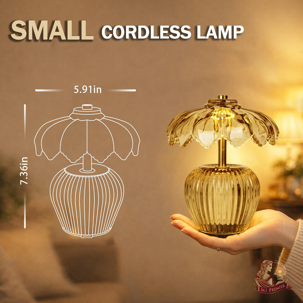 Rechargeable Table Lamp, Small Cordless Lamp with Timer, Yellow