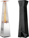 48,000 BTU Pyramid Patio Heater, Outdoor Patio Heaters for Outdoor Use with Cover & Wheels, 88" Quartz Glass Tube