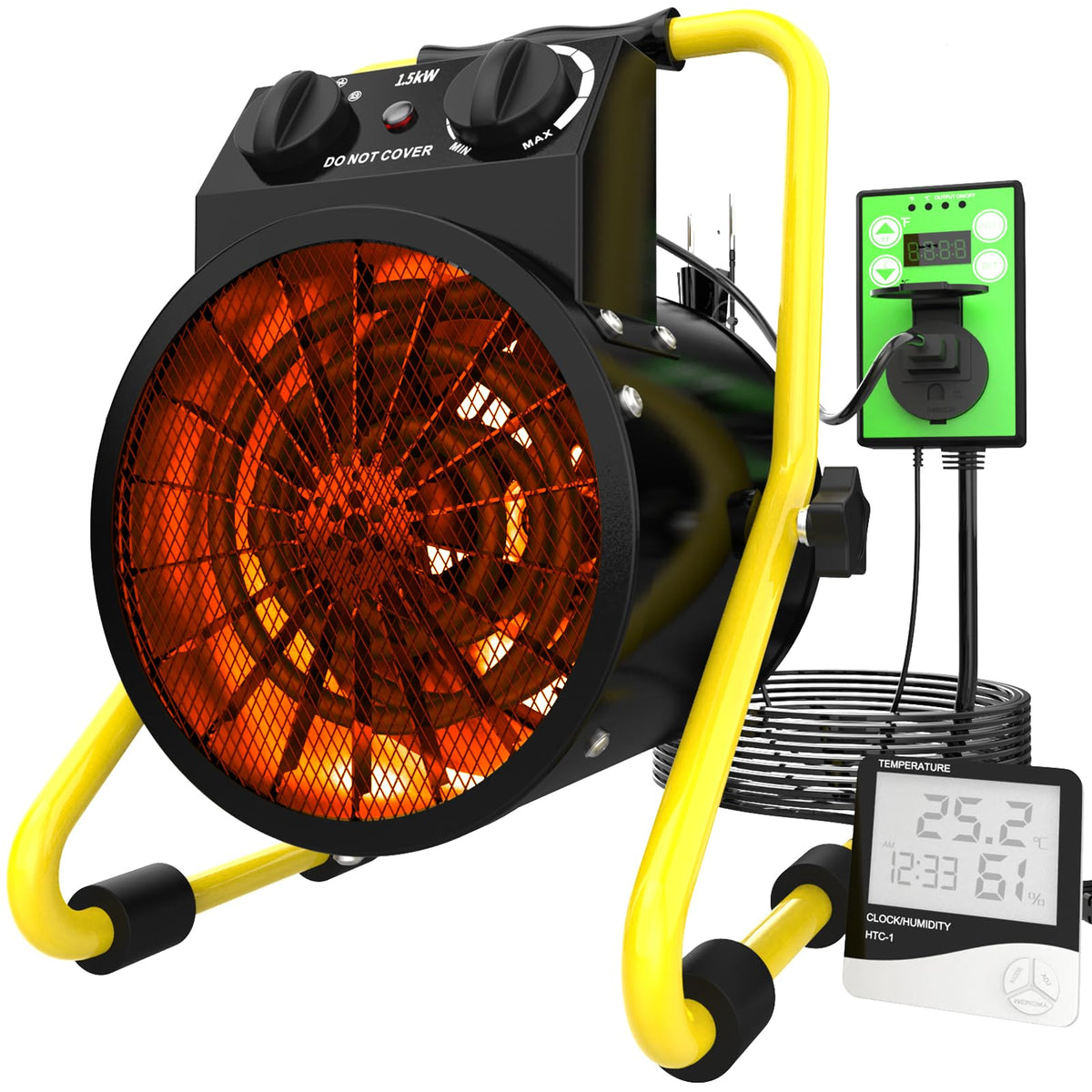 Greenhouse Heater with Digital Thermostat, 1500W Outdoor Heaters, Overheat Protection & 3S Fast Heating, Electric