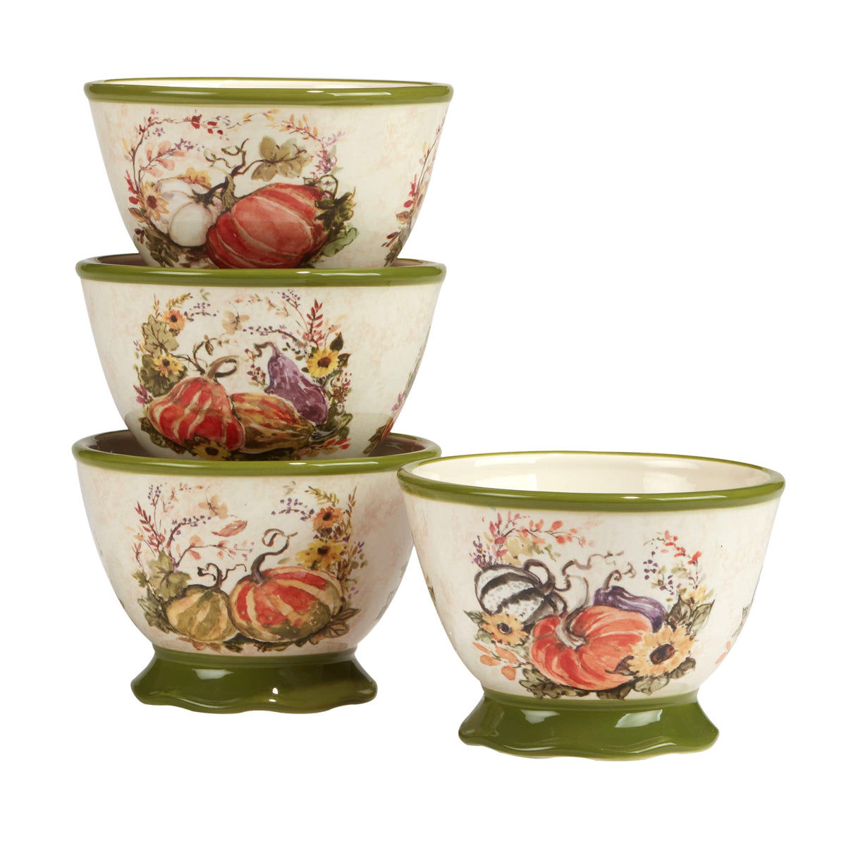 Harvest Morning 16-Piece Ceramic Dinnerware Set, Service for 4 - Celebrate autumn with vibrant pumpkins and florals