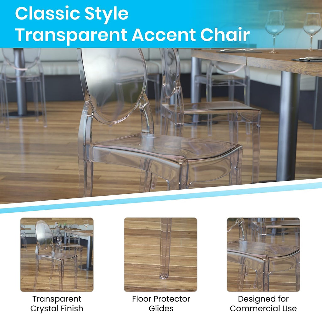 Resin Indoor/Outdoor Ghost Chair, Transparent, 4-Pack