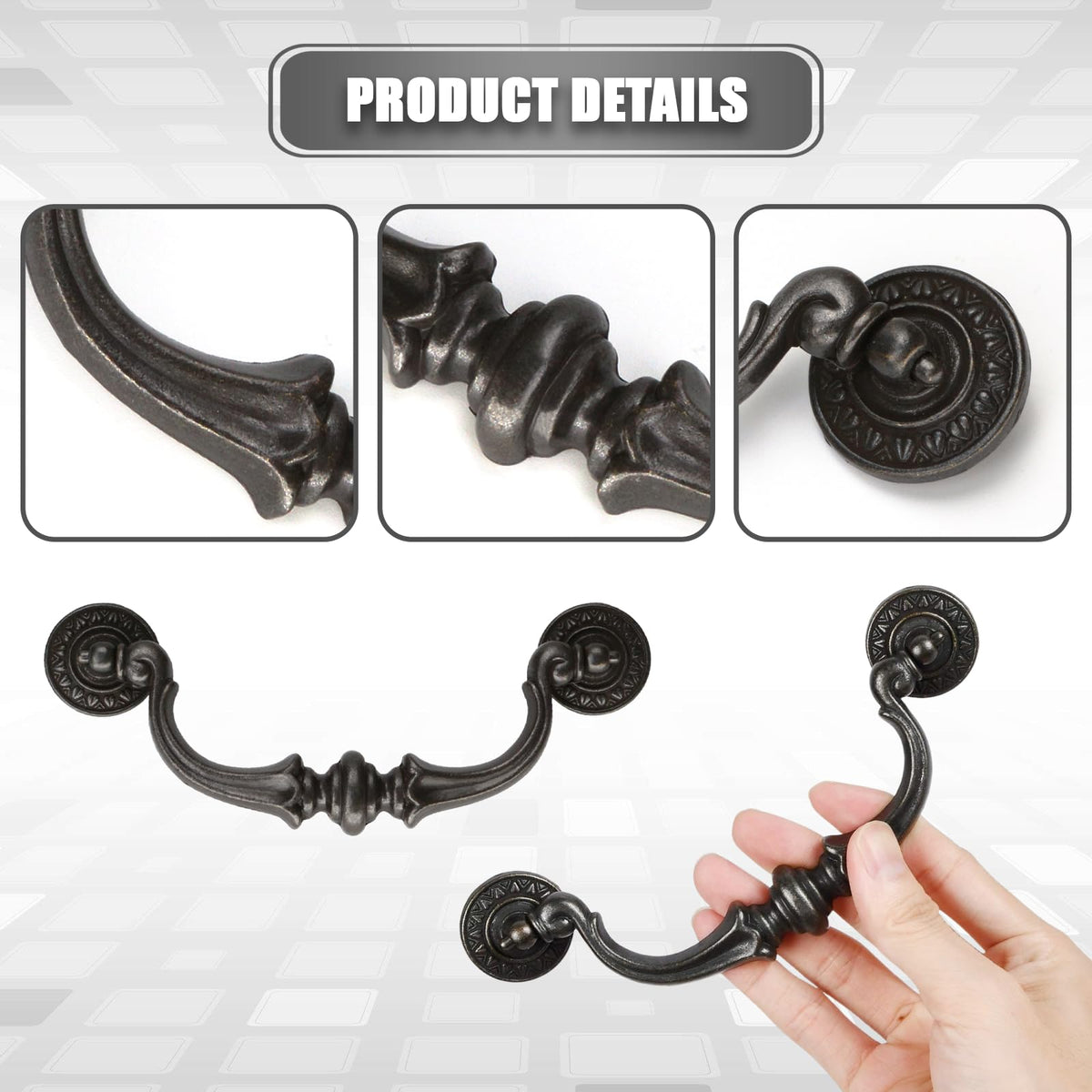 5.5 5 1/2 C-C Inch Drawer Pulls, 2 Pack 140mm Hole Centers Vintage Style Large Drop Bail Handles for Dresser