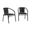 Modern Rattan Indoor/Outdoor Restaurant Dining Chairs, Stackable Rattan Bistro Chairs or Restaurant, Set of 2, Black