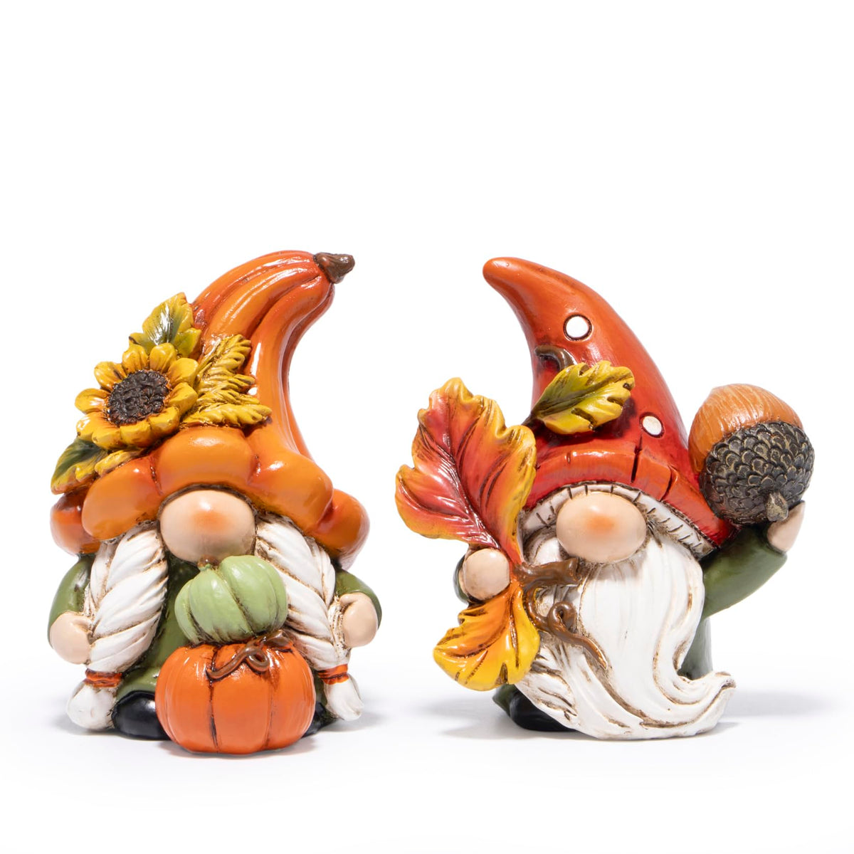 Fall Gnomes Decorations, Resin Thanksgiving Figurines Decor with Pumpkin, Sunflower & Acorn, Autumn Thanksgiving