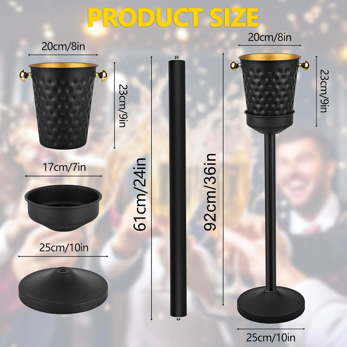 Champagne Bucket with Stand,5L Ice Bucket with Stand,Wine Chiller Bucket,Stainless Steel Champagne Stand for Wedding