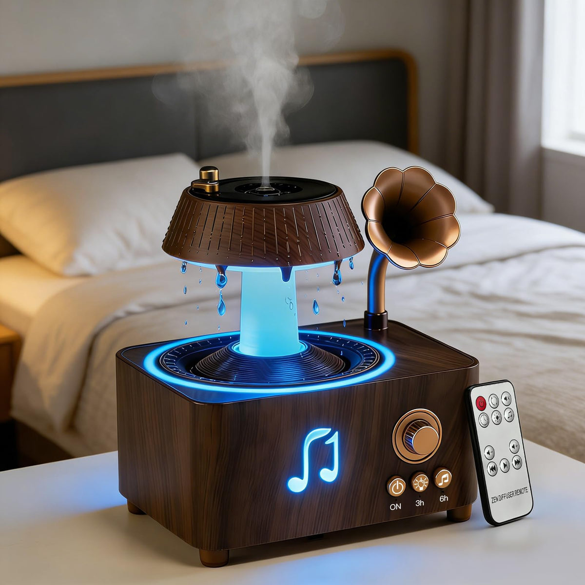 Raindrop Aroma Diffuser Room Humidifier with White Noise, 7-Color Air Mist Essential Oil Diffuser Sleep Sounds Aroma