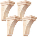 4 Pcs 3-1/2" X 3-3/4" X 6" Wood Corbels, Wooden Shelf Brackets
