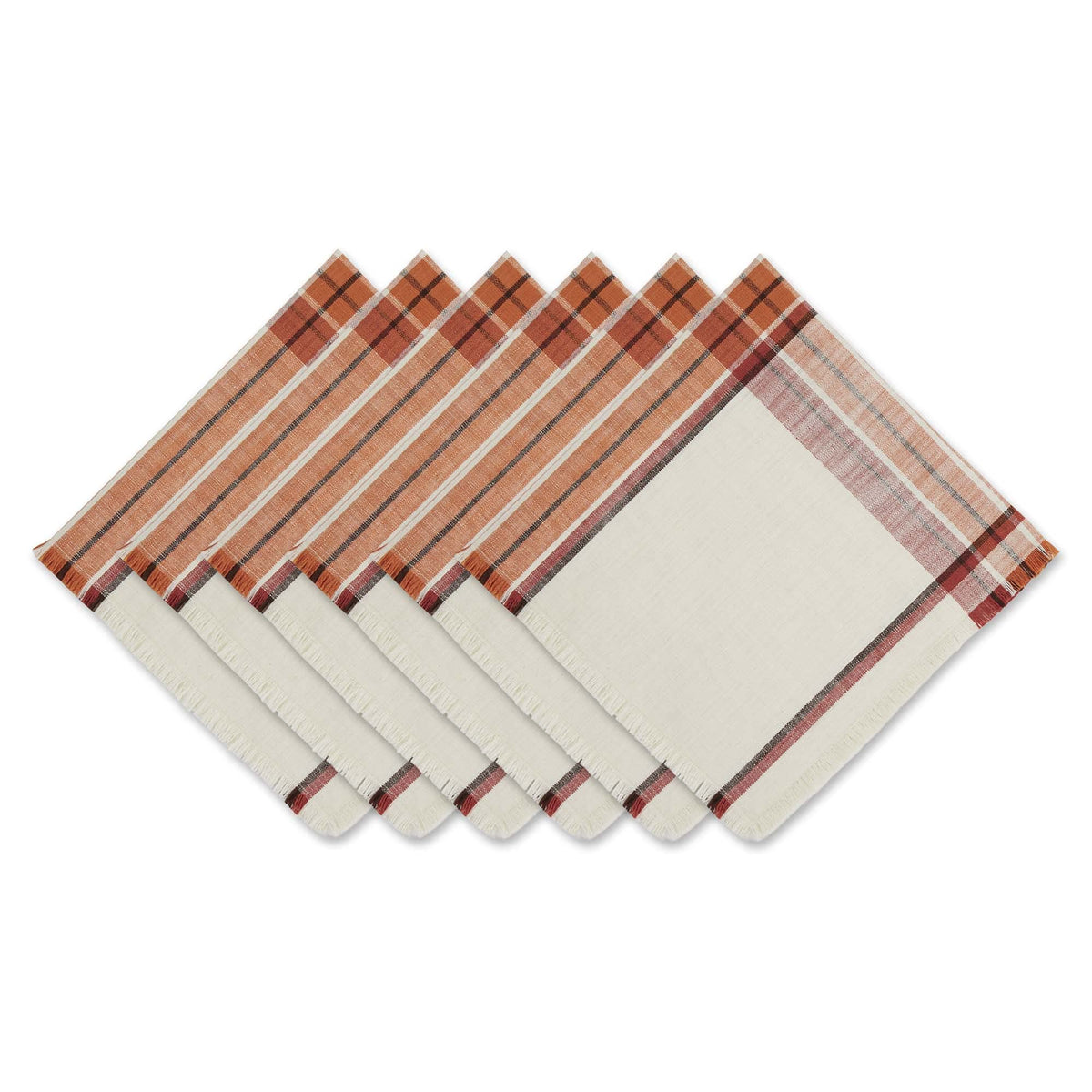 Thanksgiving & Fall Table Decoration Autumn Farmhouse Plaid, Napkin Set, 20x20, Pumpkin Spice Orange, 6 Count