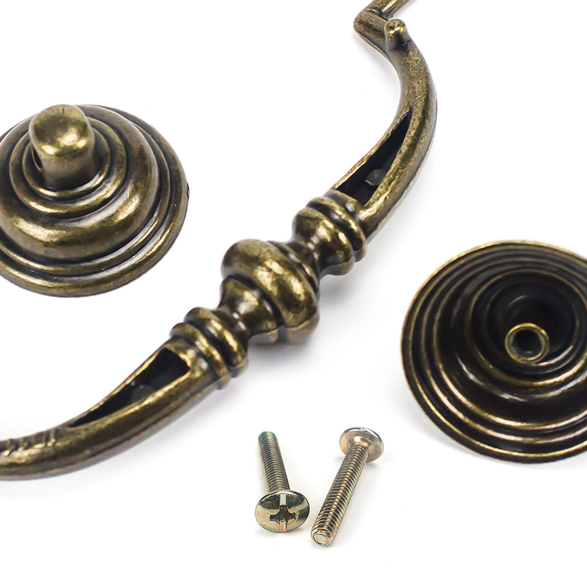 6 PCS Antique Brass Metal Drop Bail Pulls,3-1/2" Center to Center