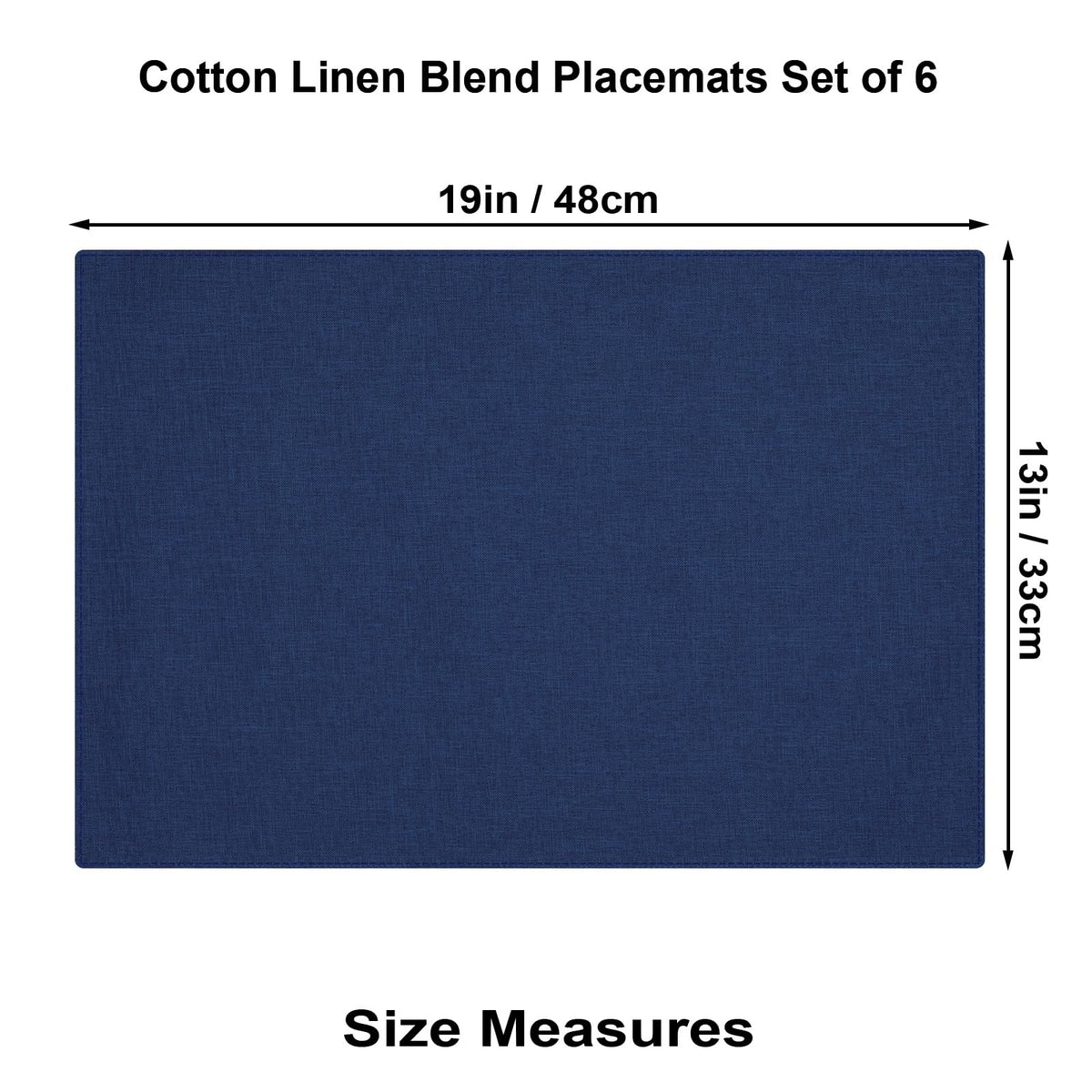 Cloth Placemats Set of 6, Cotton Linen Blend Place Mats, Navy Blue