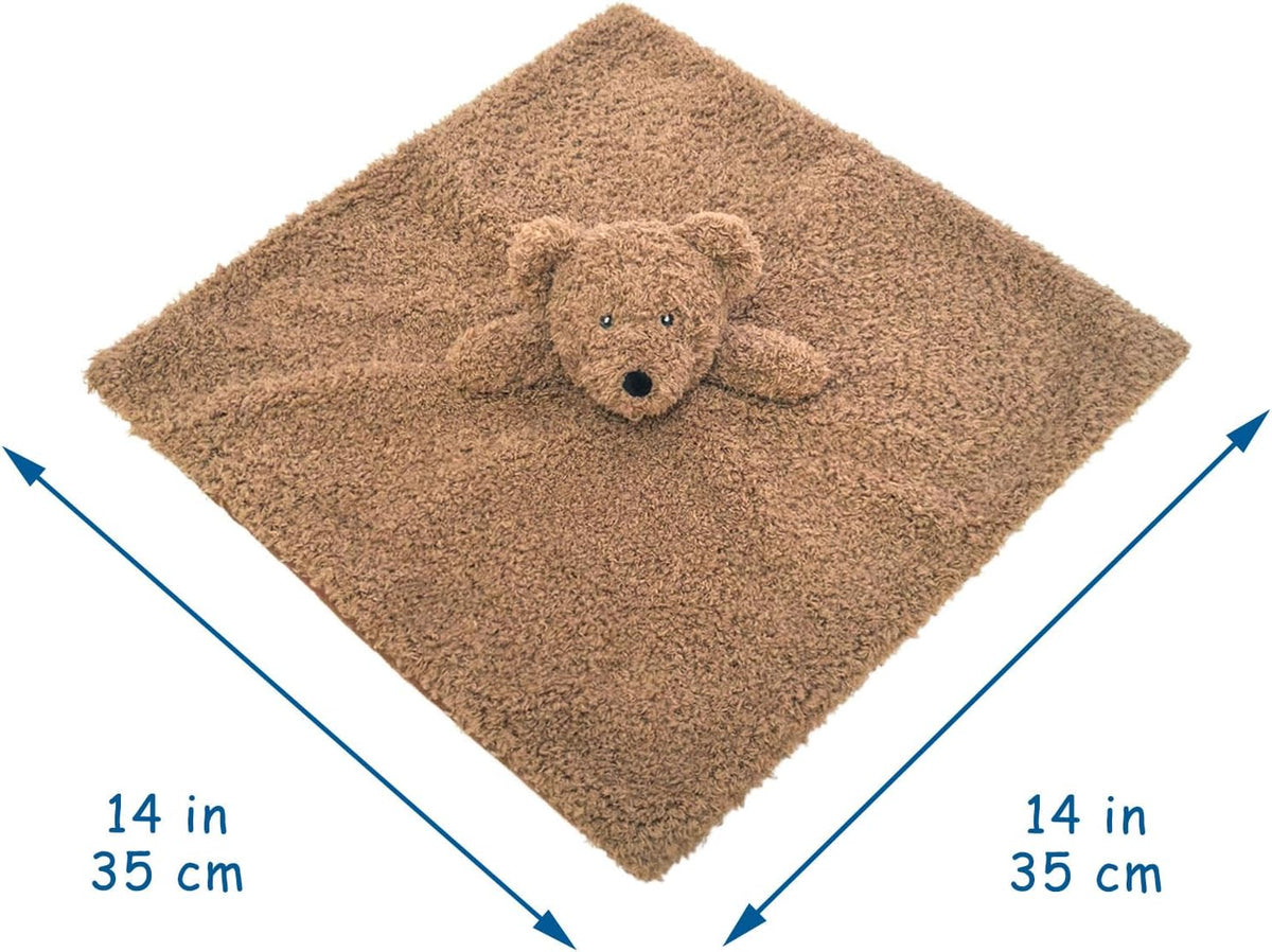 Baby Dark Brown Teddy Bear Soft Stuffed Animal Security Blanket, Plush Bear Character Lovey Blanket, Baby