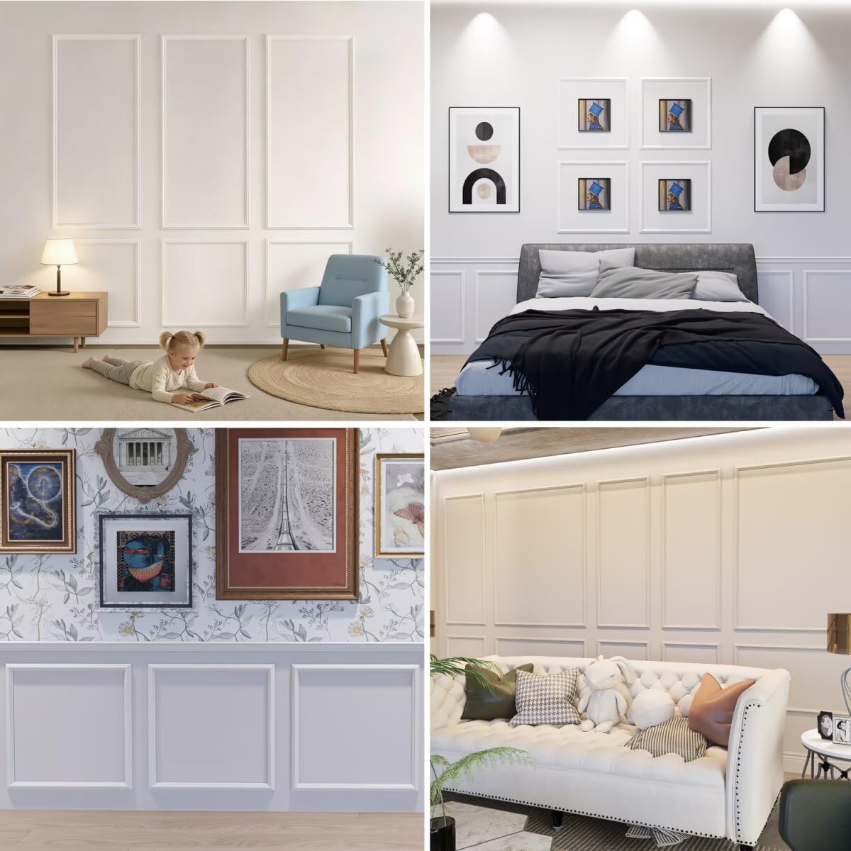 Wainscoting Molding Kit, 6 Frames, 50 x 40 and 50 x 20 Inch