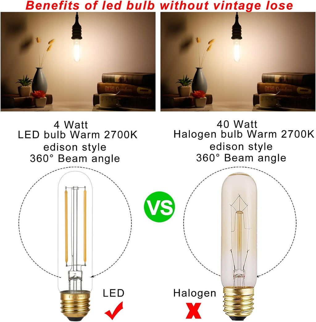 T10 Led Bulb,Dimmable,E26 Led Bulb 40w,Warm White 2700K,Clear