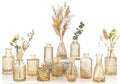 Amber Gold Glass Bud Vases Set of 12, Small Vases for Flowers