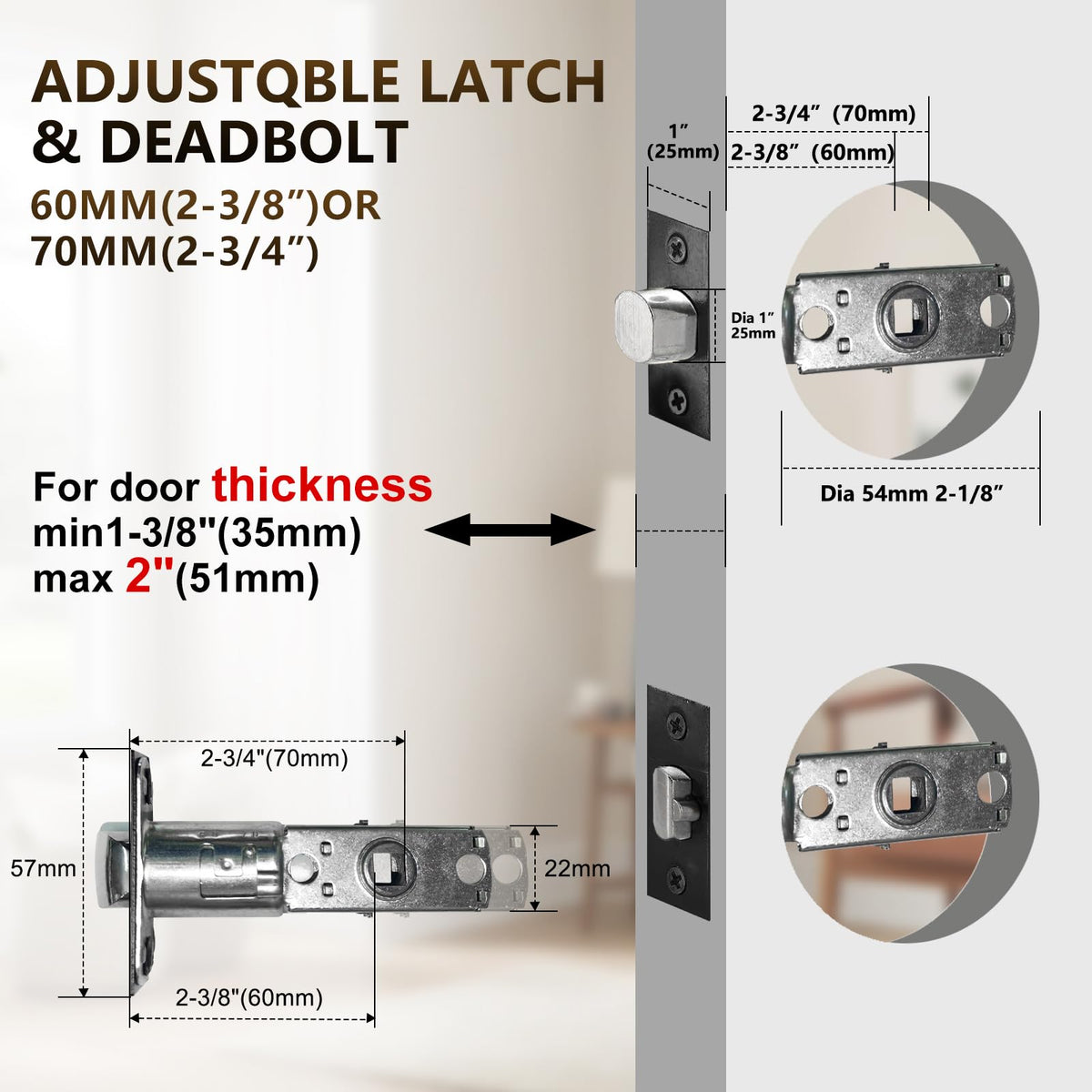 Exterior Door Handle, Front Door Handle with Deadbolt,Entry Door Lock Set with Reversible Lever, Oil Rubbed Bronze