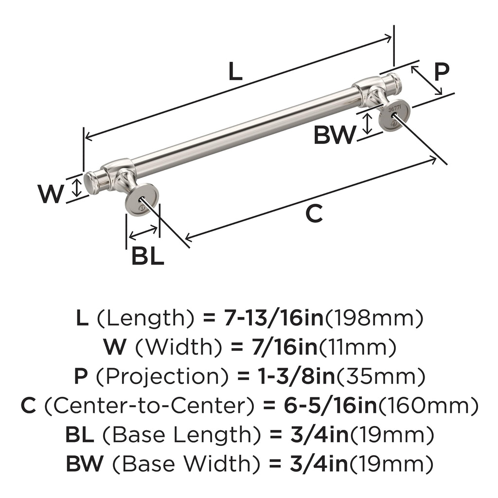 6-5/16" Winsome Polished Nickel Drawer Pull