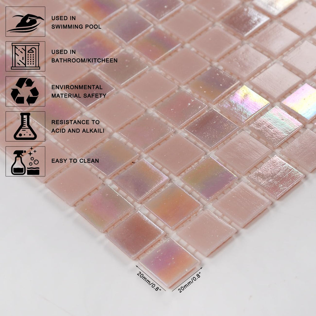 11.5sq.ft Pink Mosaic Glass Mosaic Tile , Pool, Backsplash