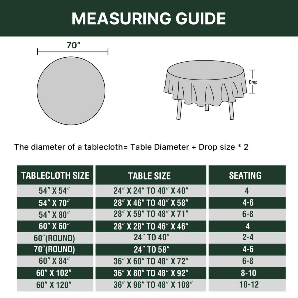Linen Textured Table Cloths Round 70 Inch Premium Solid Tablecloth Spill-Proof Waterproof Table Cover for Dining