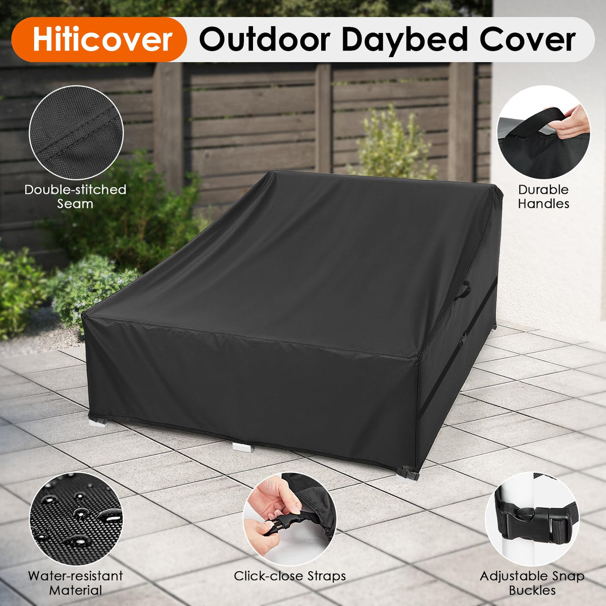 Outdoor Daybed Cover, Paito Lounge Sun Bed Cover, 63 x 53 x 28 Inch