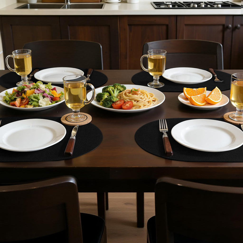 Heat Resistant Oval Placemats Set of 4, Black