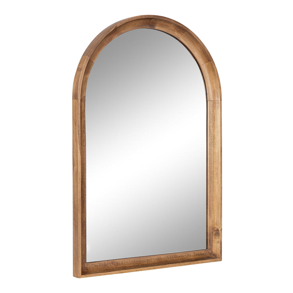 Hatherleigh Modern Transitional Arched Wooden Wall Mirror; 20 x 30; Rustic Brown; Decorative Wood Arch Mirror for Use