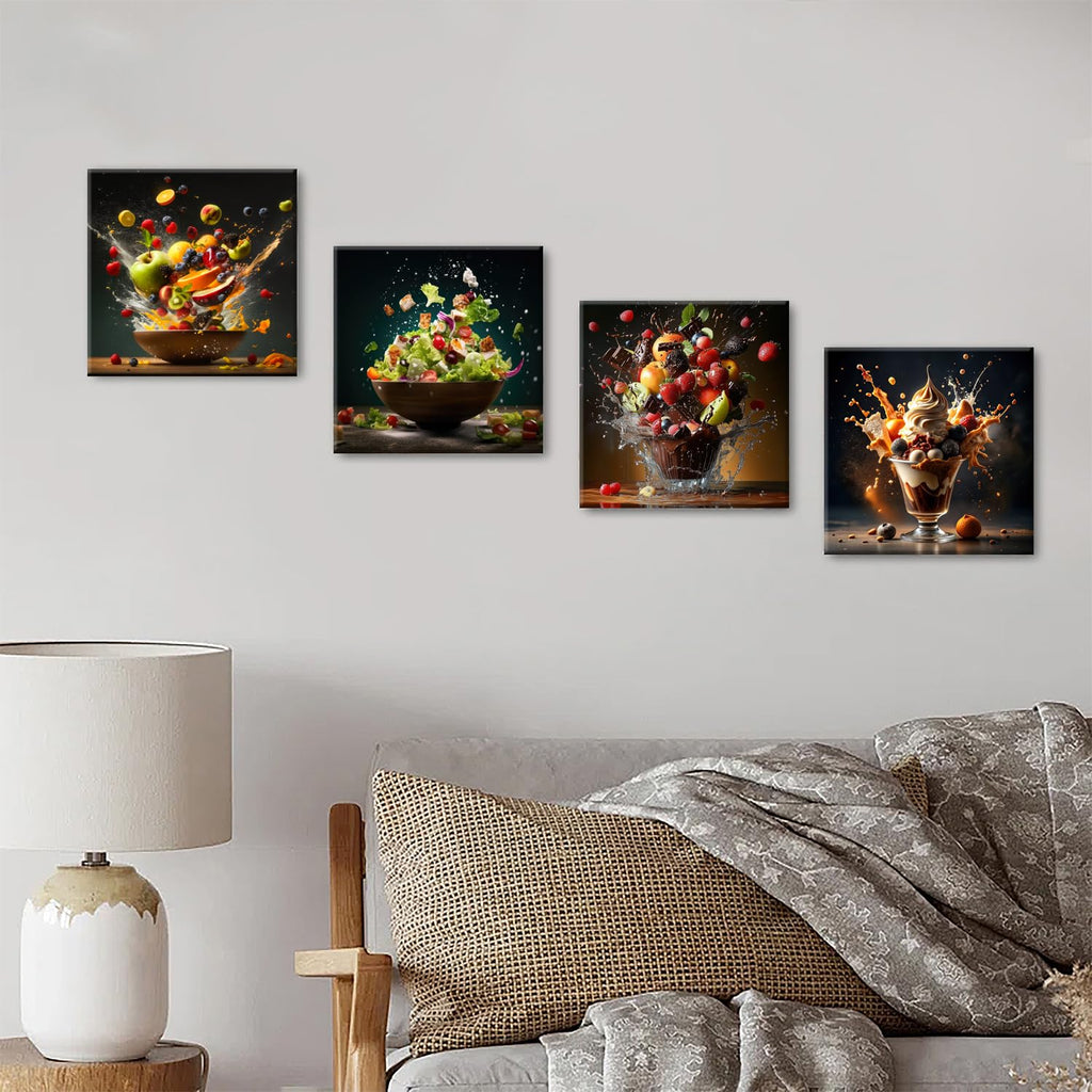 Kitchen Wall Decor Colorful Spices Seasoning Picture Dining Room Canvas Wall Art Still Life Food Fruit Posters Prints