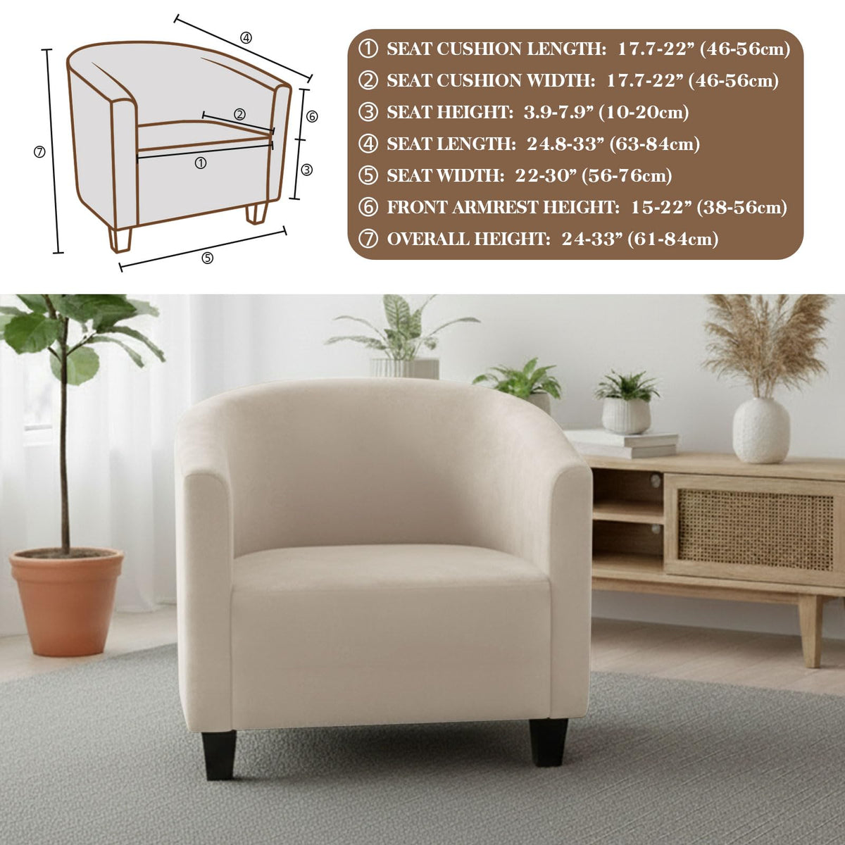 Barrel Chair Cover Stretch Club Chair Slipcover Water Repellent