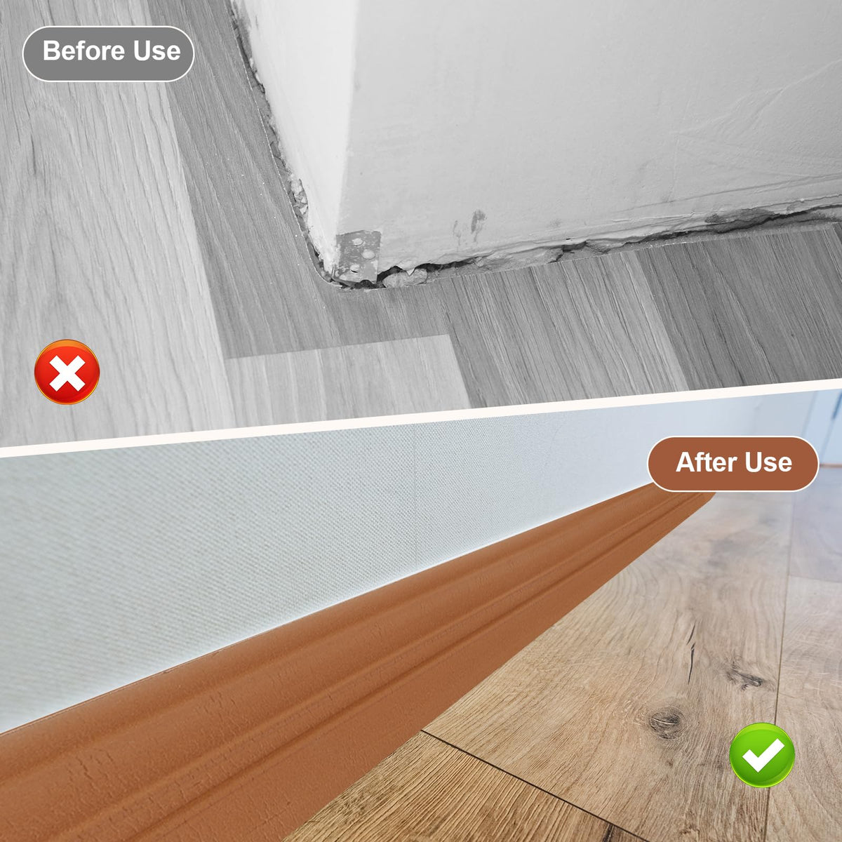 Flexible Baseboard Molding Trim Brown 3.15"(W) x33ft(L) NBR | Peel and Stick Rubber Wall Base Molding