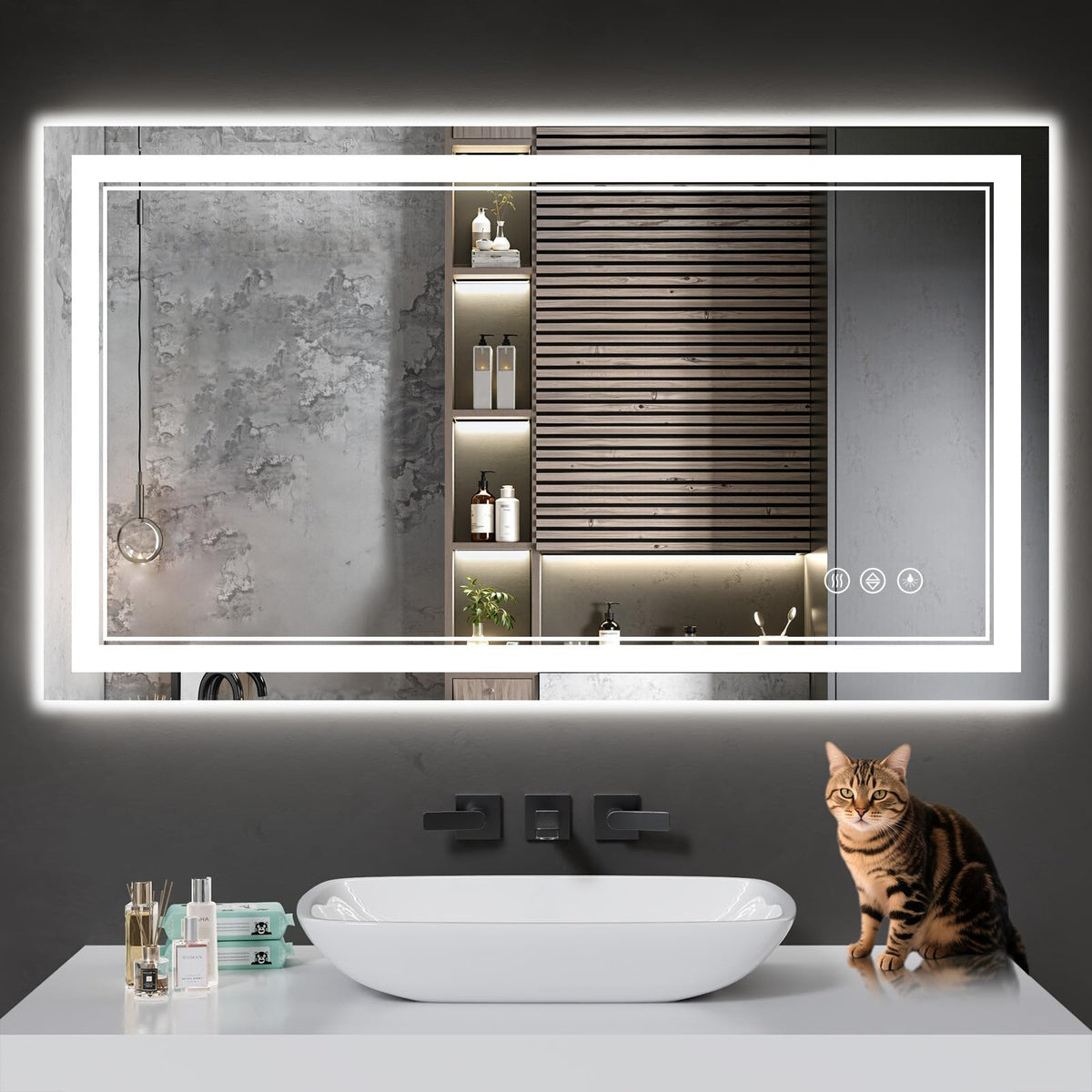 42"x24" LED Bathroom Mirror with Lights,Anti-Fog,3 Color Modes
