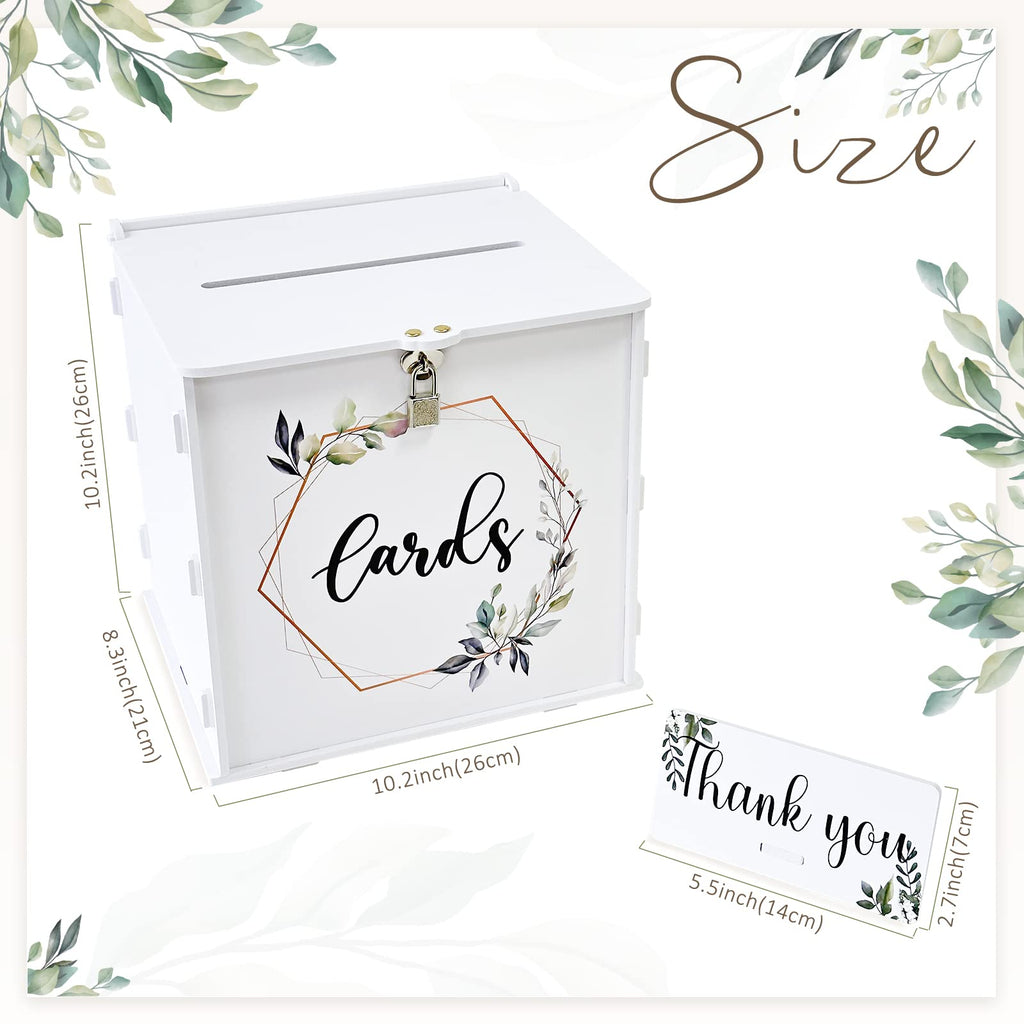 White Wedding Card Box with Lock, PVC Envelope Money Card Box for Wedding