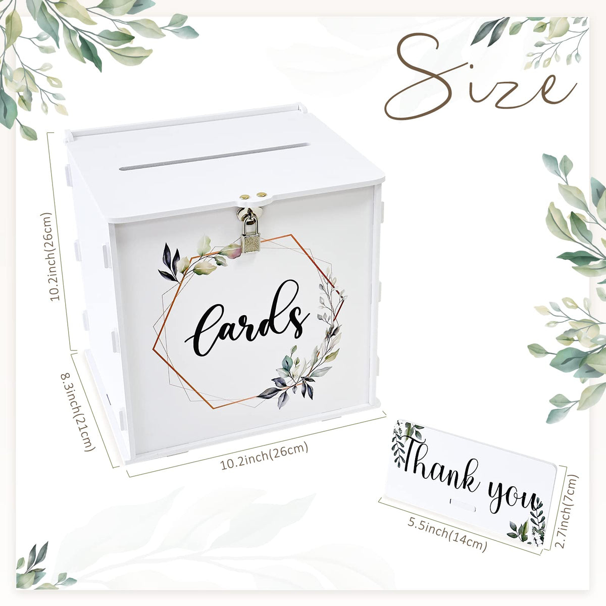 White Wedding Card Box with Lock, PVC Envelope Money Card Box for Wedding