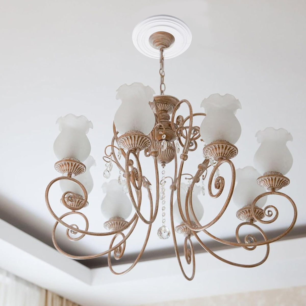 1PC Plain Ceiling Medallion, Split Decorative Ceiling Ring for Chandelier Light Fixture Ceiling Decor, Simple Surface
