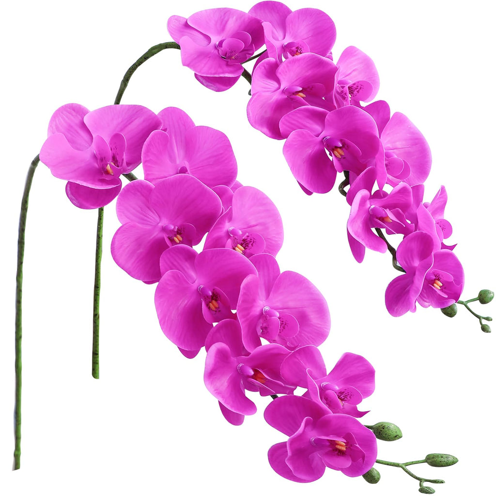 2pcs Faux Phalaenopsis Orchid Fake Artificial Flower with Stems, Real Touch Large Blooms 40 Inch for DIY Bouquets