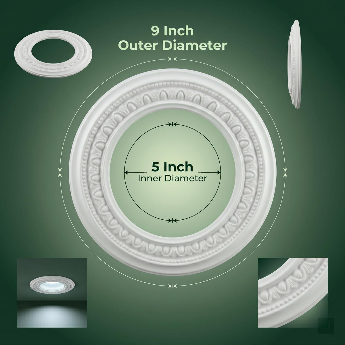 Supply White Mini Light Trim Medallion, 9 in, Pack of 3