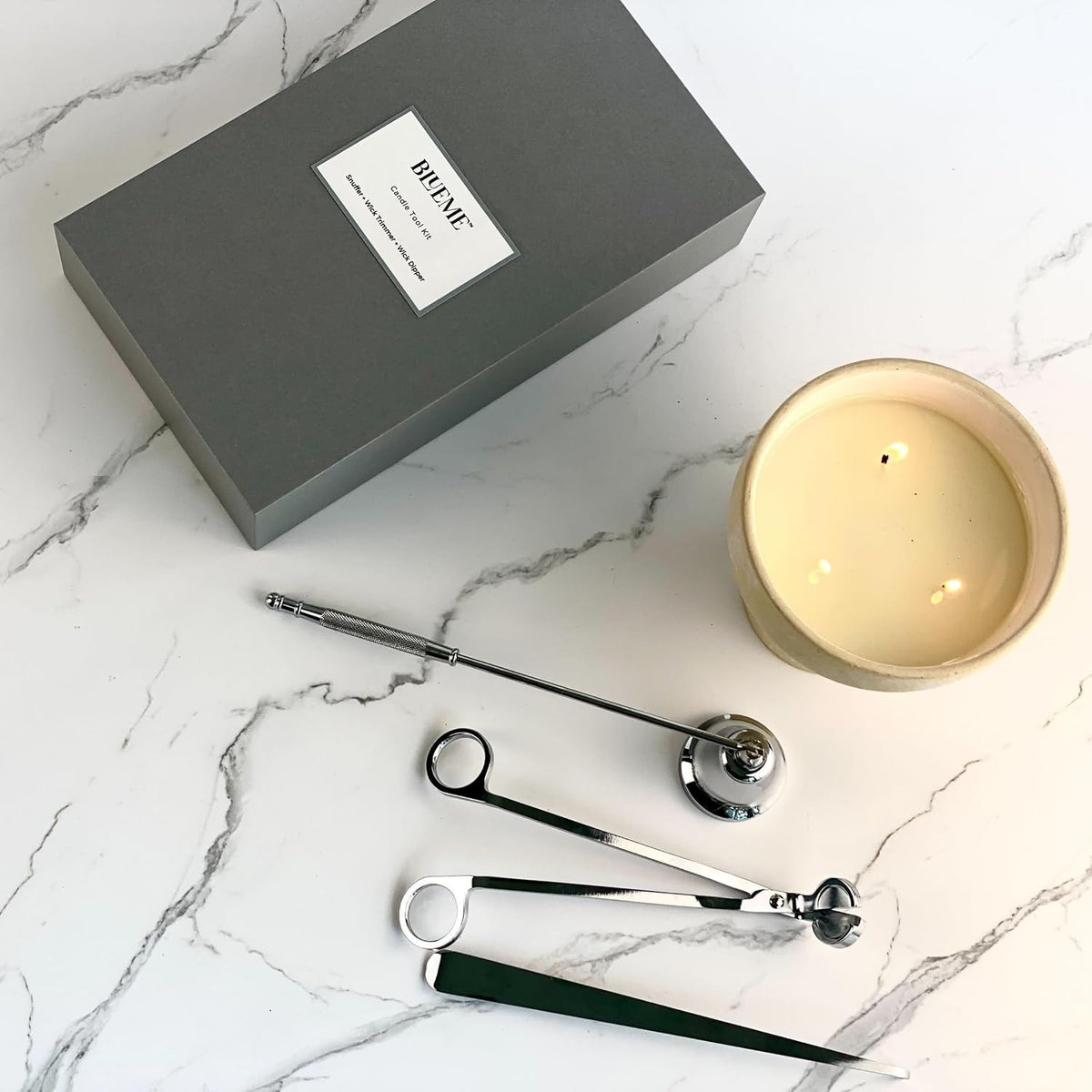 Candle Care Kit | 3-Piece Tool Set - Trimmer, Snuffer & Wick Pick